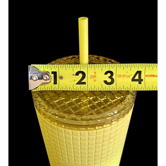 Starbucks Meadow Yellow 24oz Tumbler Cold Cup Grid Soft Touch Venti Siren New - Picture 8 of 8